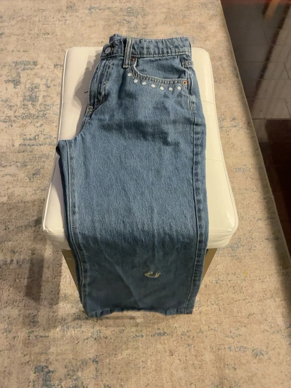 Old Navy Girls Size 16 Baggy- Flare Embroidered Jeans